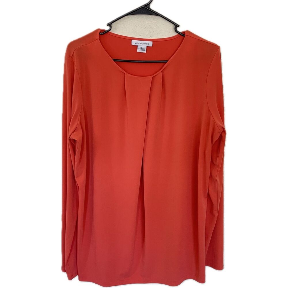 Liz Claiborne Women's Tall Bright Coral Work Blouse Top